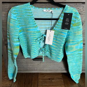 Na-kd Melange Tie Detail Top- Size Small